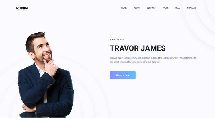Ronin free Bootstrap 4 HTML5 personal portfolio website template
